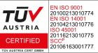 EN ISO 9001:2015, EN ISO 14001:2015, ISO 45001:2018.